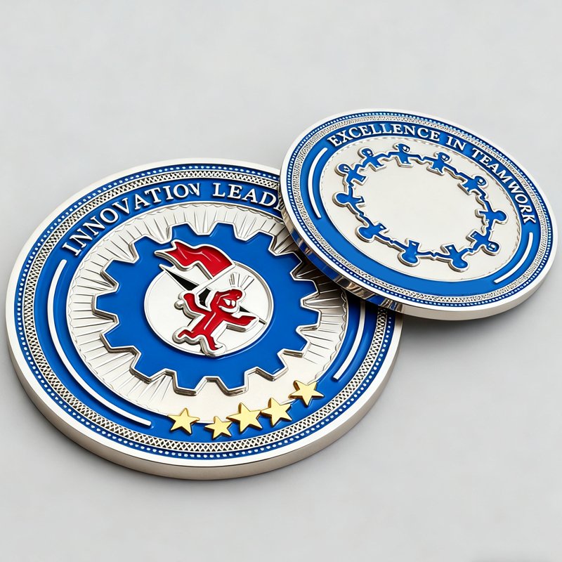Innovation Leadership coin with custom emblem and enamel finish，commemorative challenge coin for Annual Contribution Award.