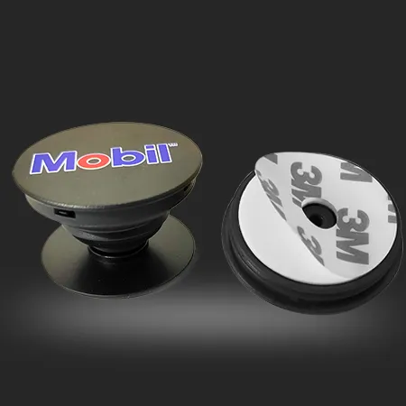 A foldable phone grip and stand featuring a PopSocket with your company logo printed on it.