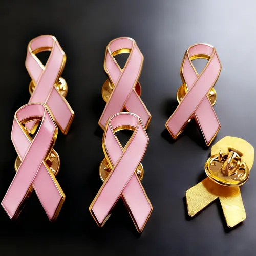 Custom pink ribbon breast cancer awareness lapel pin, enamel metal pin for fundraising and charity events