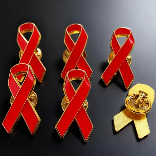 Red awareness ribbon pin badge for charity, support, and cause awareness – high-quality custom lapel pin
