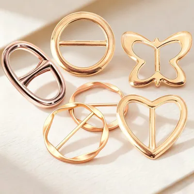 Scarf buckles with gold, silver and rose gold options