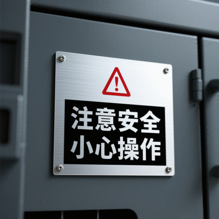 Custom stainless steel logo plate with engraved branding