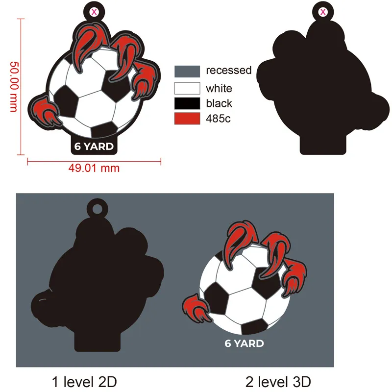 Free artwork before production PVC FB Club keychain custom design, durable soft PVC key chain for football club merchandise