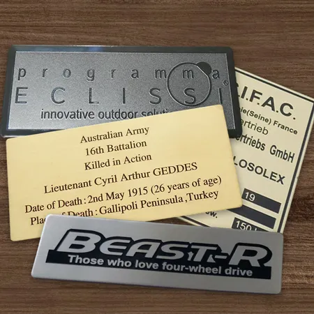 High-quality brass name tags and labels, ideal for personalized engraving and branding