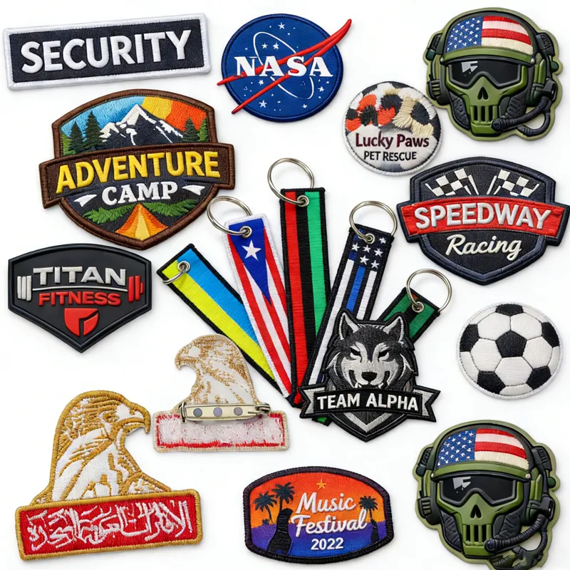Embroidered badges and fabric accessories for uniforms and branding