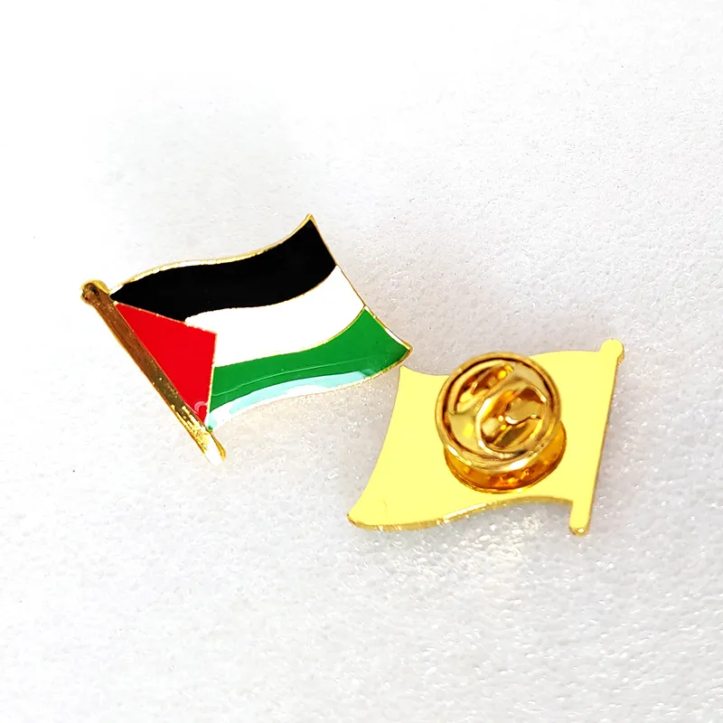 Display Palestinian national flag pin with an epoxy coating.