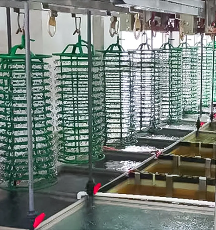 A metal craft undergoing plating process