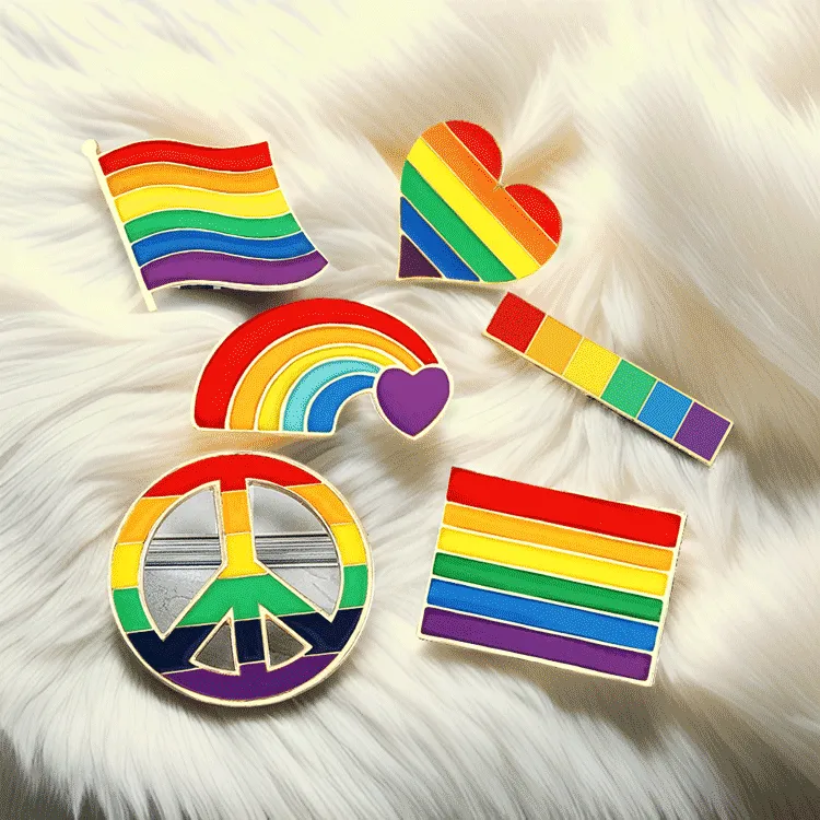 rainbow awareness pin with vibrant pride colors showing support and inclusion