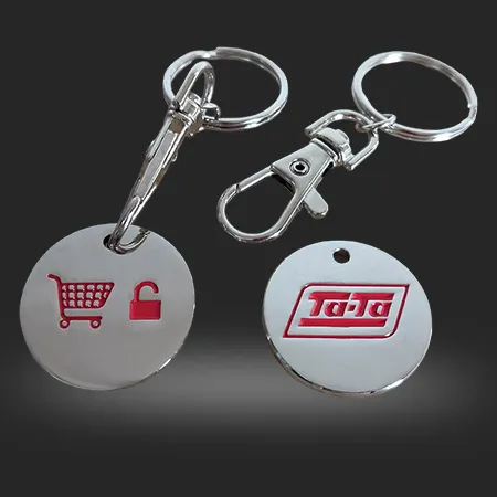 Metal shopping cart token coin with custom logo for supermarket trolley use