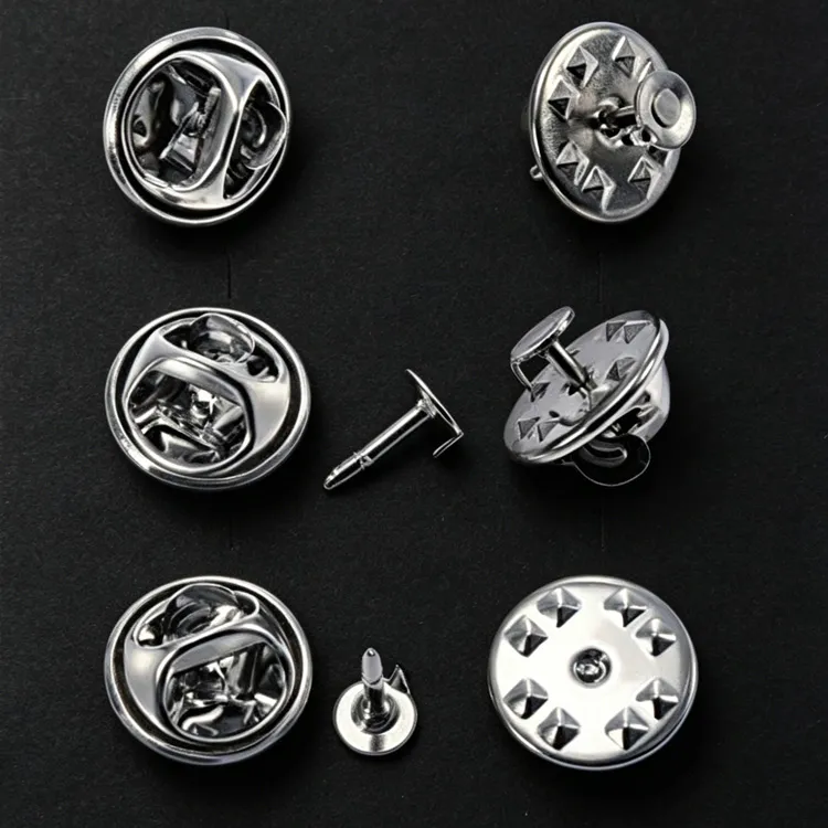 Small metal butterfly clutch pin backing used for secure lapel pin attachment