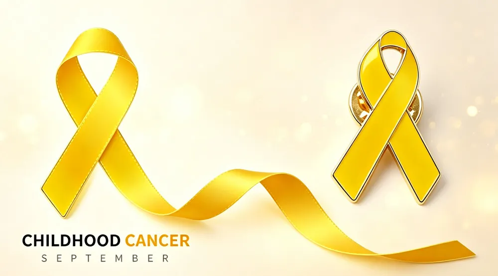 Gold ribbon symbol for Childhood Cancer Awareness