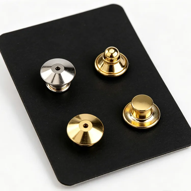Premium metal deluxe clasp pin backing with locking mechanism for extra security on lapel pins