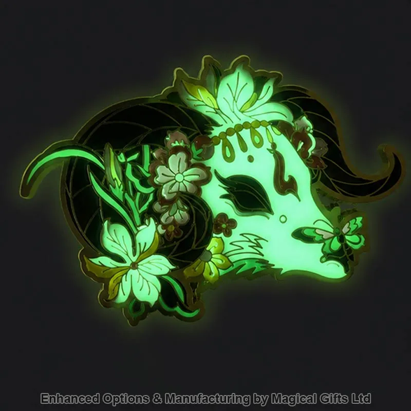 Luminous glow in the dark enamel pin effect developed by custom badge supplier
