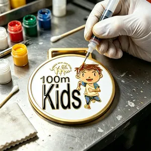 Custom medal plating and enamel coloring process
