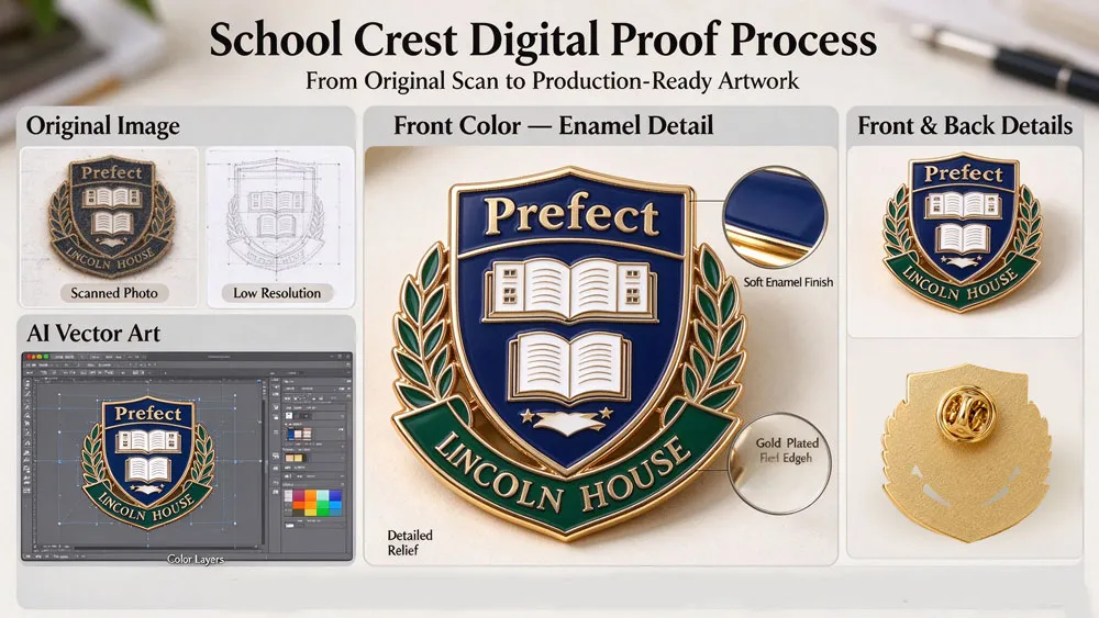 from school crest to digital proof